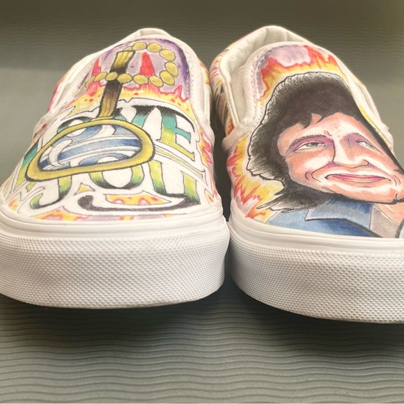 Hand-Painted Custom Vans Slip-Ons: Lovejoy Wilbur Soot Rare MCYT, women’s 9.5 - Picture 6 of 9